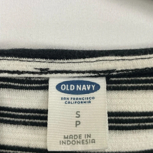 Old Navy Black White Striped 3/4 Sleeve T Shirt Dress Size Small Zip Closure - Picture 2 of 4